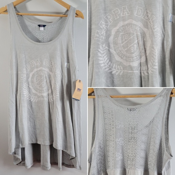 MV Sport Tops - MV Sport Women's 2XL Kappa Delta Grey Lace Back Tank Top College Sorority Greek